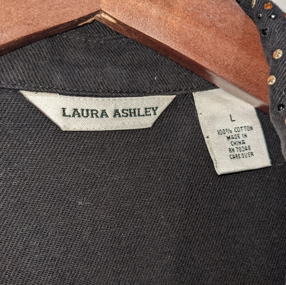 Laura Ashley Black Denim Jacket with Gem Details And Buttons Size XL - Picture 5 of 11